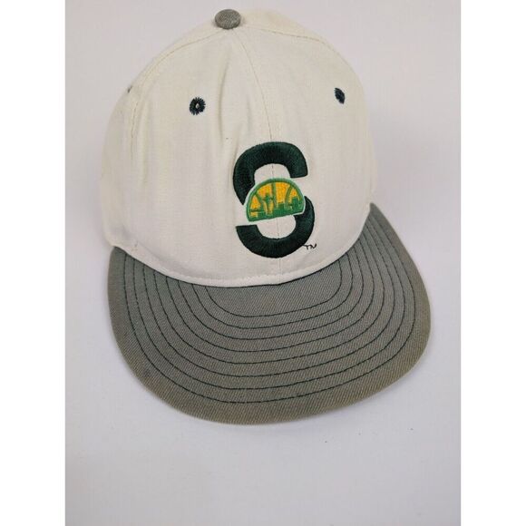 Vintage New Era 7 1/4 Faded Seattle Supersonics White Green Wool  59Fifty Hat - Picture 1 of 8